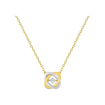 Collier en or jaune, or blanc et diamant 0.01ct