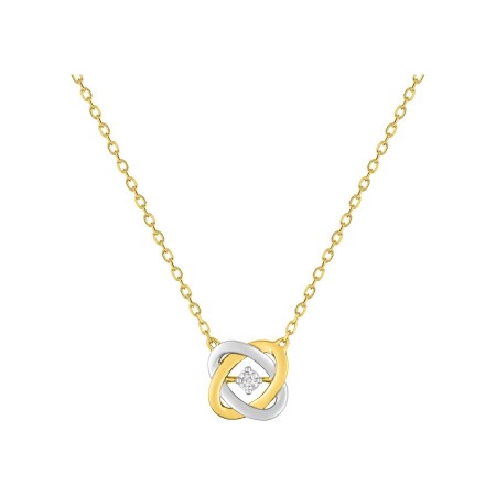 Collier en or jaune, or blanc et diamant 0.01ct