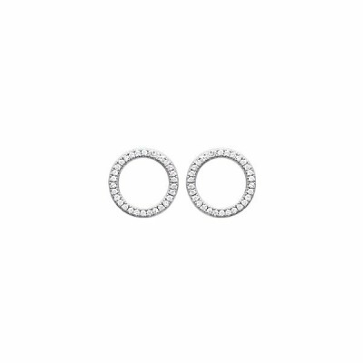 Boucles d'oreilles en argent rhodié et oxydes de zirconium