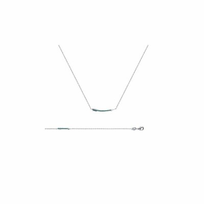 Collier en argent rhodié et pierre synthétique, 45cm