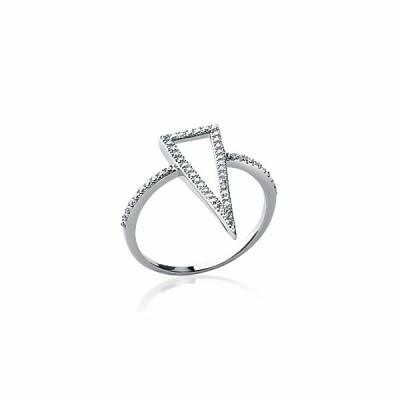 Bague en argent rhodié et oxydes de zirconium