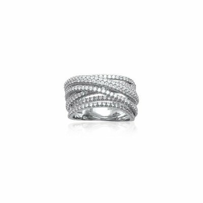 Bague en argent rhodié et oxydes de zirconium