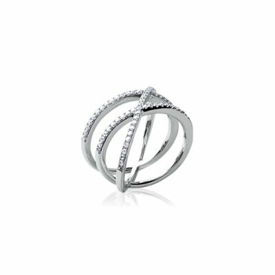 Bague en argent rhodié et oxydes de zirconium
