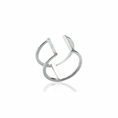 Bague en argent rhodié et oxydes de zirconium