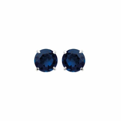 Boucles d'oreilles en argent rhodié et pierre synthétique