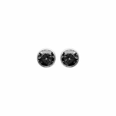 Boucles d'oreilles en argent rhodié et oxydes de zirconium