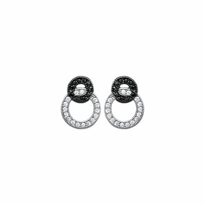 Boucles d'oreilles en argent rhodié et oxydes de zirconium