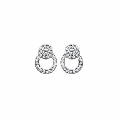 Boucles d'oreilles en argent rhodié et oxydes de zirconium