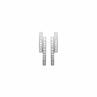 Boucles d'oreilles créoles en argent rhodié et oxydes de zirconium