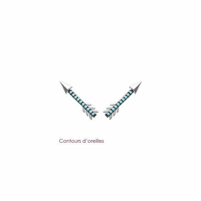 Boucles d'oreilles en argent rhodié et pierre synthétique
