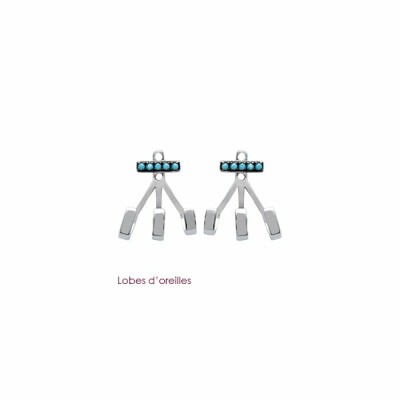 Boucles d'oreilles en argent rhodié et pierre synthétique