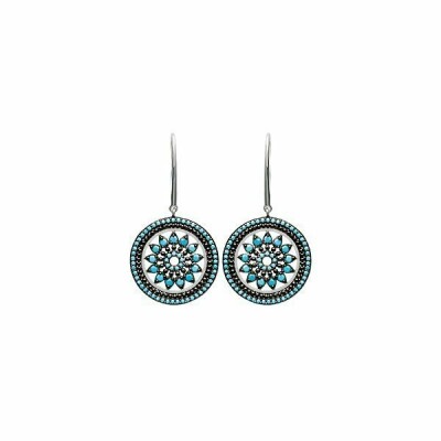 Boucles d'oreilles en argent rhodié et pierre synthétique