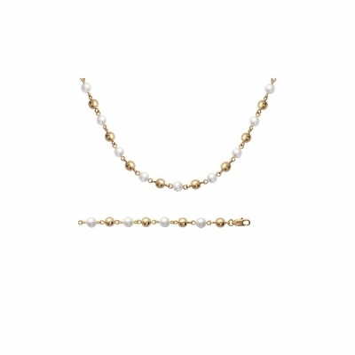 Bracelet en plaqué or et perles d'imitation, 18cm