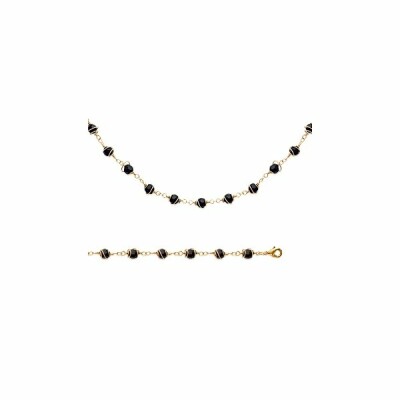 Bracelet en plaqué or et onyx d'imitation, 19cm
