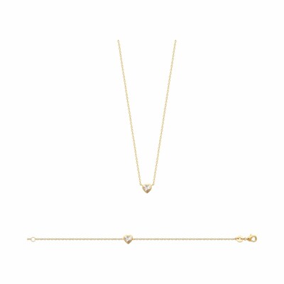 Collier en plaqué or et oxydes de zirconium, 45cm