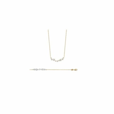 Collier en acier plaqué or jaune et oxydes de zirconium, longueur de 45cm