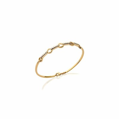 Bracelet jonc en plaqué or et oxydes de zirconium