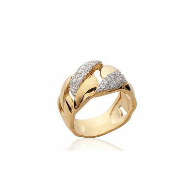 Bague en plaqué or et oxydes de zirconium