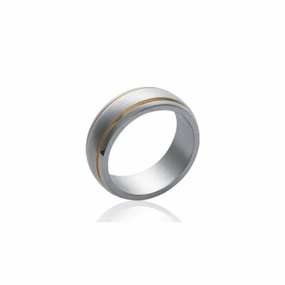 Bague en acier plaqué or