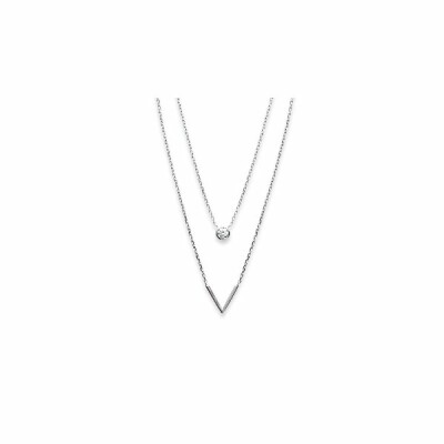 Collier en argent rhodié et oxydes de zirconium, 45cm