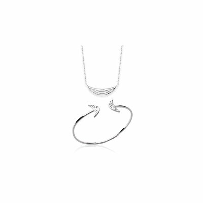 Collier en argent rhodié, 45cm