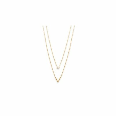 Collier en plaqué or et oxydes de zirconium, 45cm