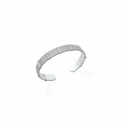 Bracelet jonc en argent rhodié et oxydes de zirconium