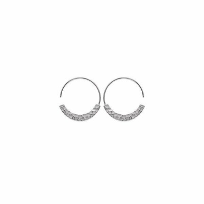 Boucles d'oreilles créoles en argent rhodié