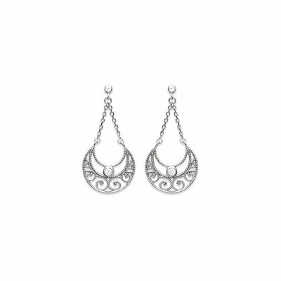 Boucles d'oreilles en argent rhodié et oxydes de zirconium