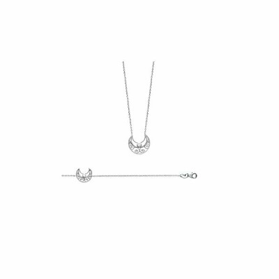 Collier en argent rhodié et oxydes de zirconium, 45cm