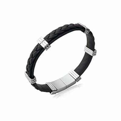 Bracelet en acier et cuir