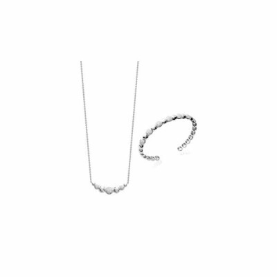 Bracelet jonc en argent rhodié et oxydes de zirconium