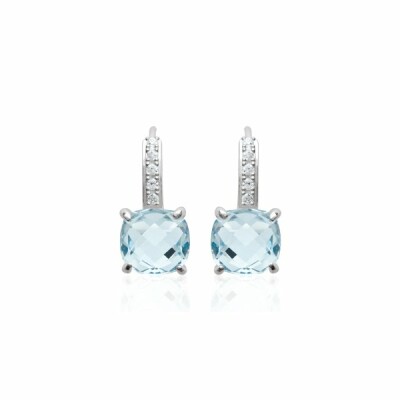 Boucles d'oreilles en argent rhodié et pierre synthétique