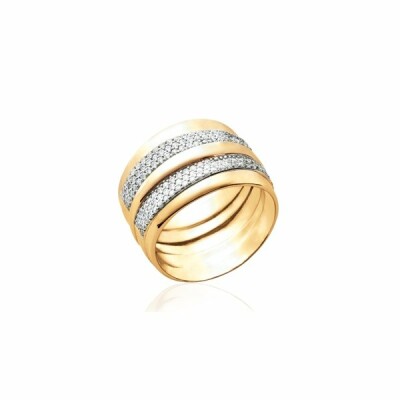 Bague en plaqué or et oxydes de zirconium