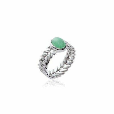 Bague en argent rhodié et aventurine
