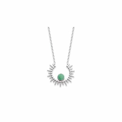 Collier en argent rhodié et aventurine, 45cm