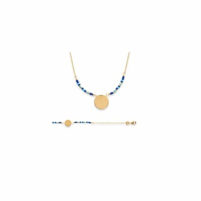 Collier en plaqué or jaune et pierres, longueur de 45cm