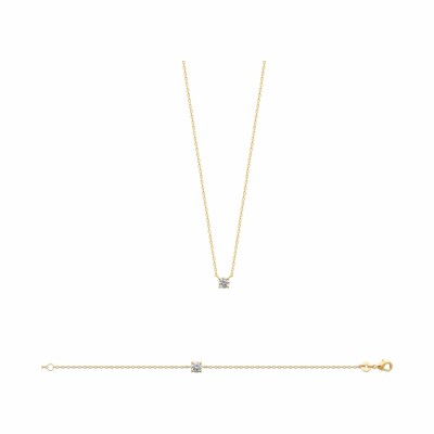 Collier en plaqué or et oxydes de zirconium, 45cm