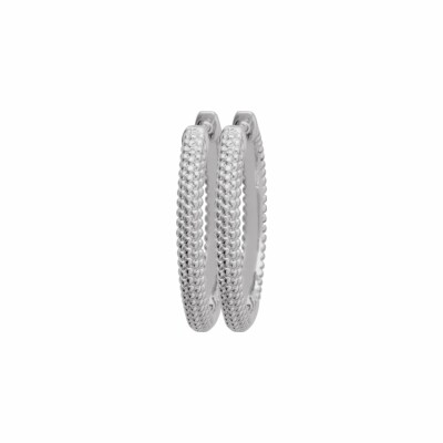 Boucles d'oreilles créoles en argent rhodié