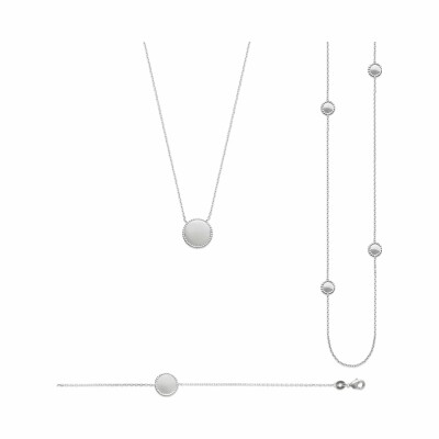 Collier sautoir en argent rhodié