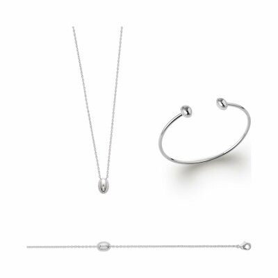 Bracelet en argent rhodié, 18cm