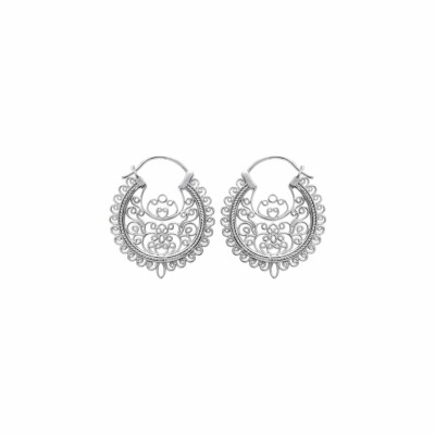 Boucles d'oreilles créoles en argent rhodié