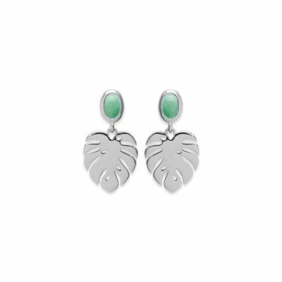 Boucles d'oreilles en argent rhodié et aventurine