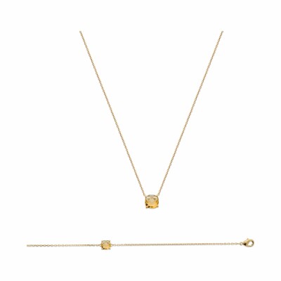 Collier en plaqué or et pierre synthétique, 45cm