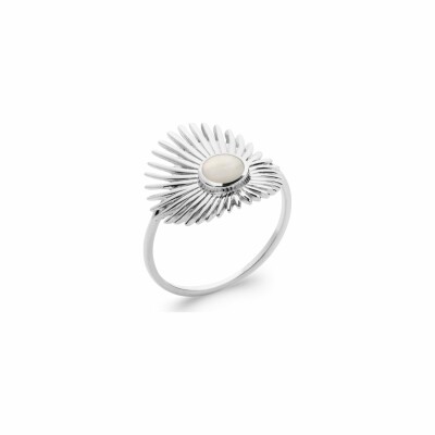 Bague en argent rhodié et nacre