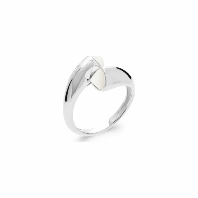 Bague en argent rhodié et nacre