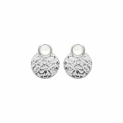Boucles d'oreilles en argent rhodié et pierre de lune