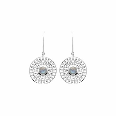 Boucles d'oreilles en argent rhodié et labradorite