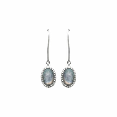 Boucles d'oreilles en argent rhodié et labradorite