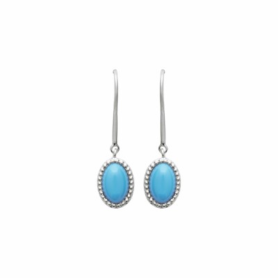 Boucles d'oreilles en argent rhodié et pierre synthétique